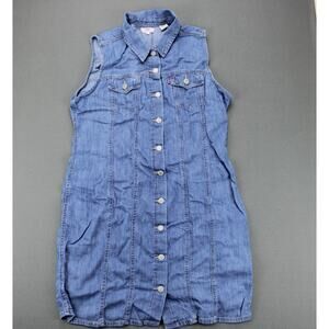 Levi's Sleeveless Blue Button-Down Midi Dress